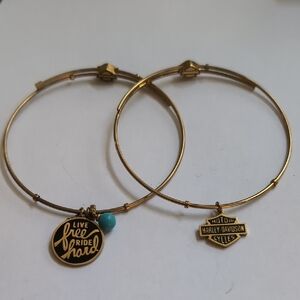 Harley-Davidson Gold Charm Bracelets with Turquoise Accent